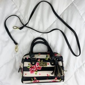 Floral Rose & Stripes Black & White Betsy Johnson